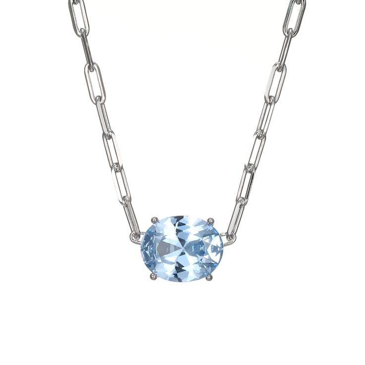 Light Blue Lab Created Spinel Rhodium Over Sterling Silver Paperclip
Necklace 2.12ctw