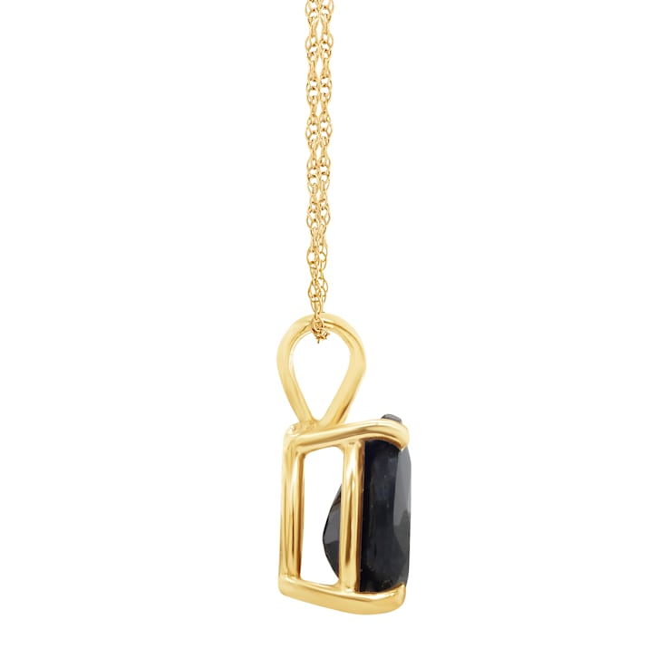 7x5mm Pear Shape Sapphire 14k Yellow Gold Pendant With Chain
