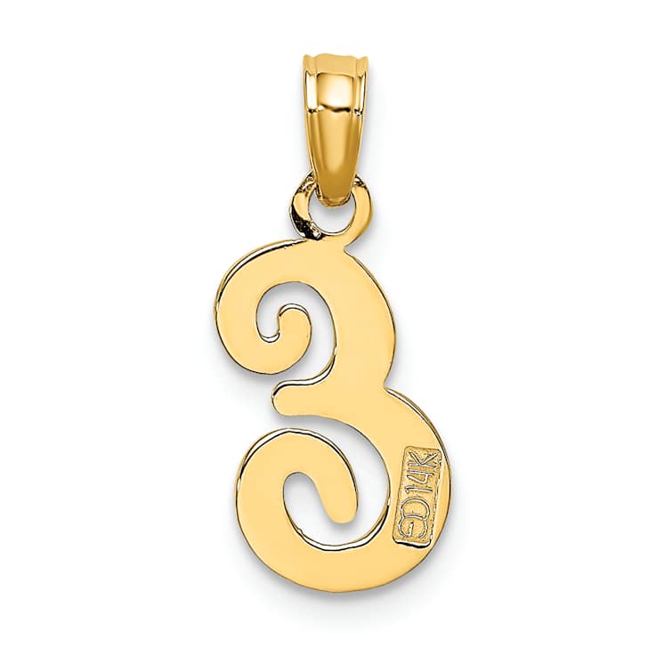 14k Yellow Gold Script Letter E Initial Pendant