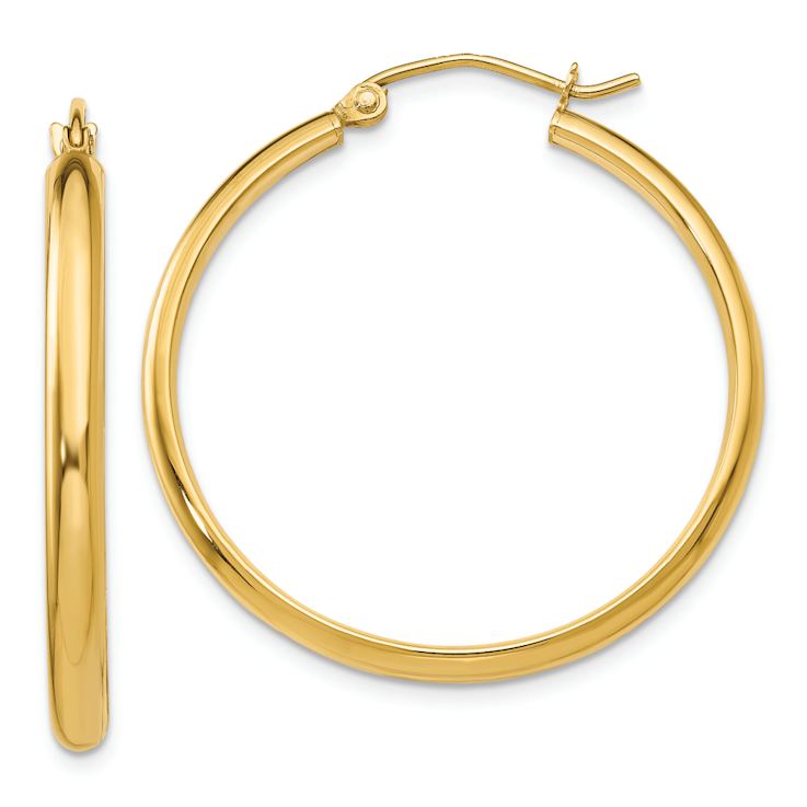 14k Yellow Gold Polished 1 3/16" Hoop Earrings