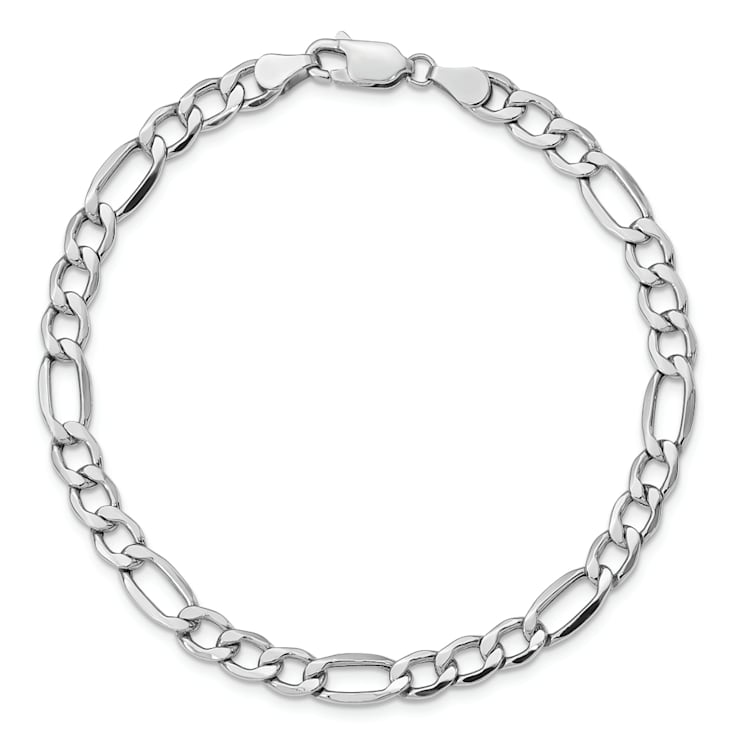 Rhodium Over 14k White Gold 5.75mm Figaro Link Bracelet, 8 Inches