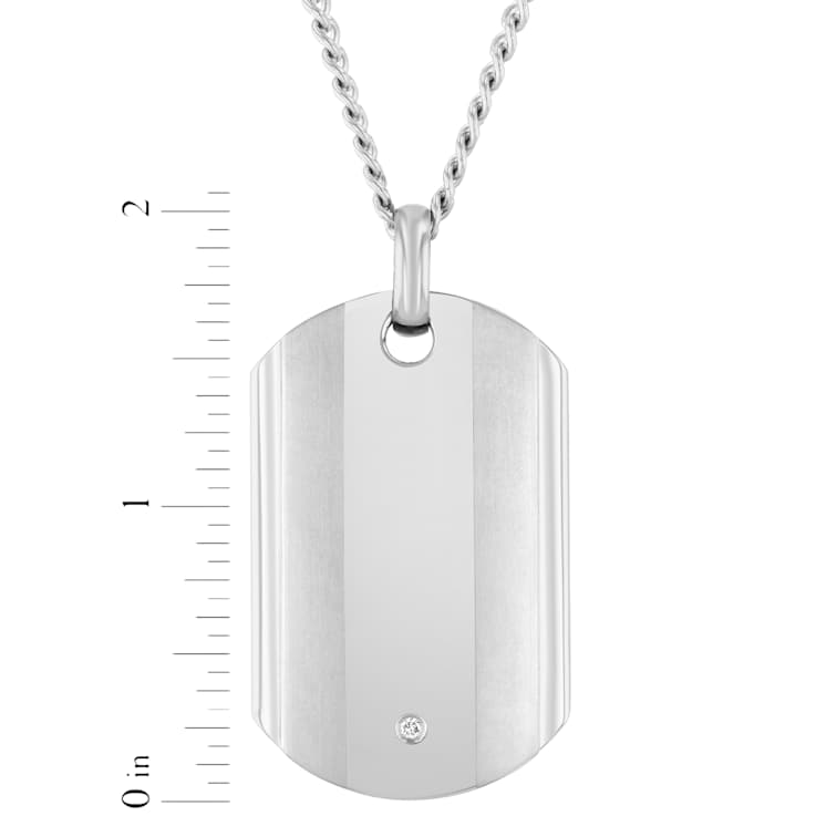 Robert Alton Men's Dog Tag Pendant With Chain In Titanium