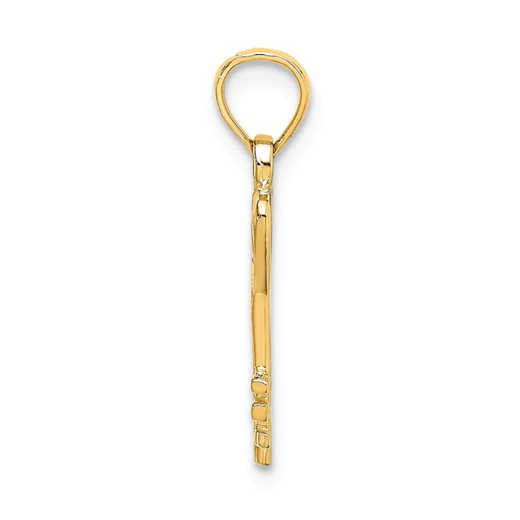 10K Yellow Gold Key with Heart Charm