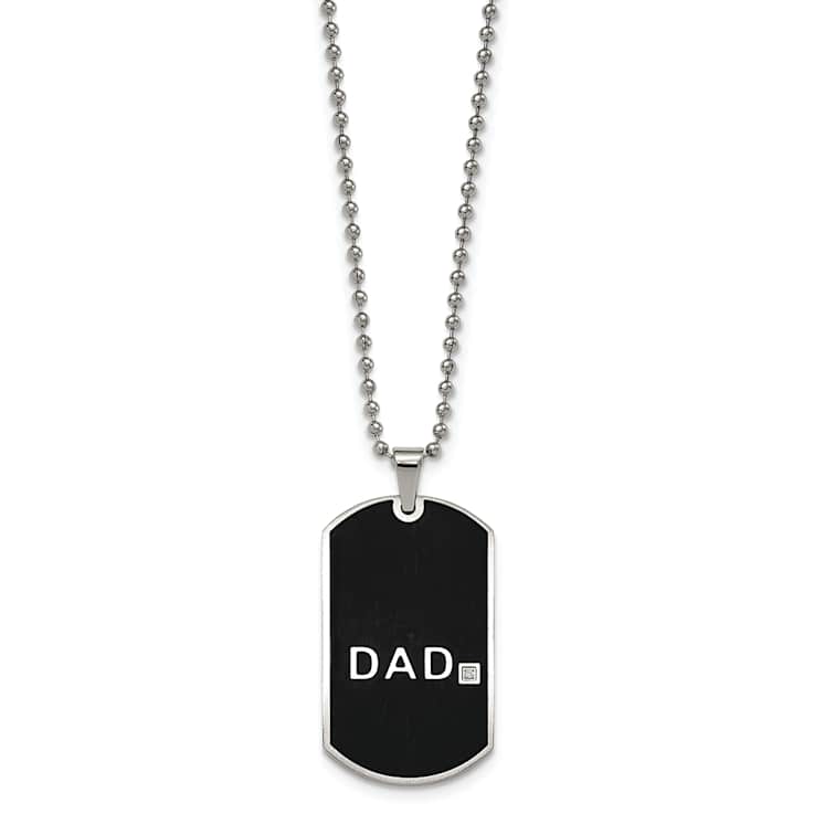 Stainless Steel Black Ion Plated DAD 8.75-inch Bracelet and 24-inch
Necklace Set