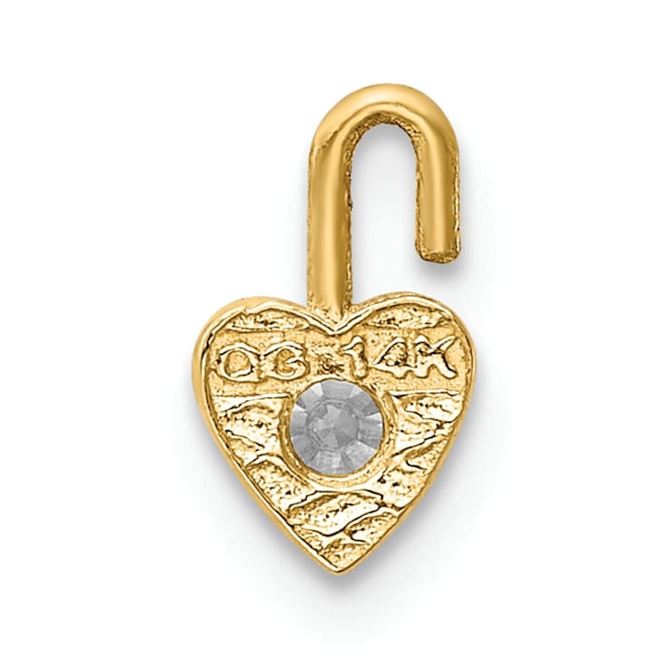 14K Yellow Gold Diamond Simulant Birthstone Heart Charm