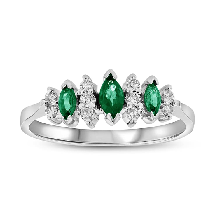 0.37ctw Emerald and Diamond Ring in 14k White Gold