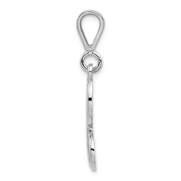 Rhodium Over 14k White Gold Solid Polished Script Filigree Textured
Letter H Initial Pendant