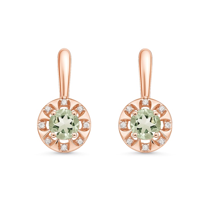 Green Prasiolite 14K Rose Gold Over Sterling Silver Round Drop Earrings