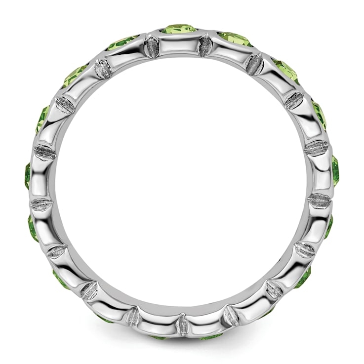 Sterling Silver Stackable Expressions Green Crystal Ring