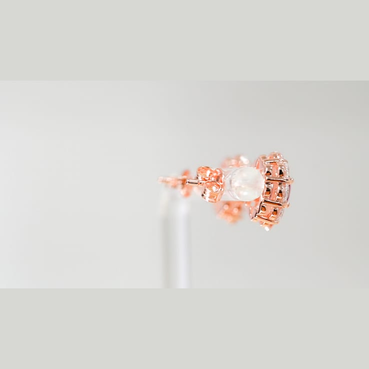 Amethyst and CZ 0.95 Ctw Round 18K Rose Gold Over Sterling Silver Center
Design Earrings Jewelry
