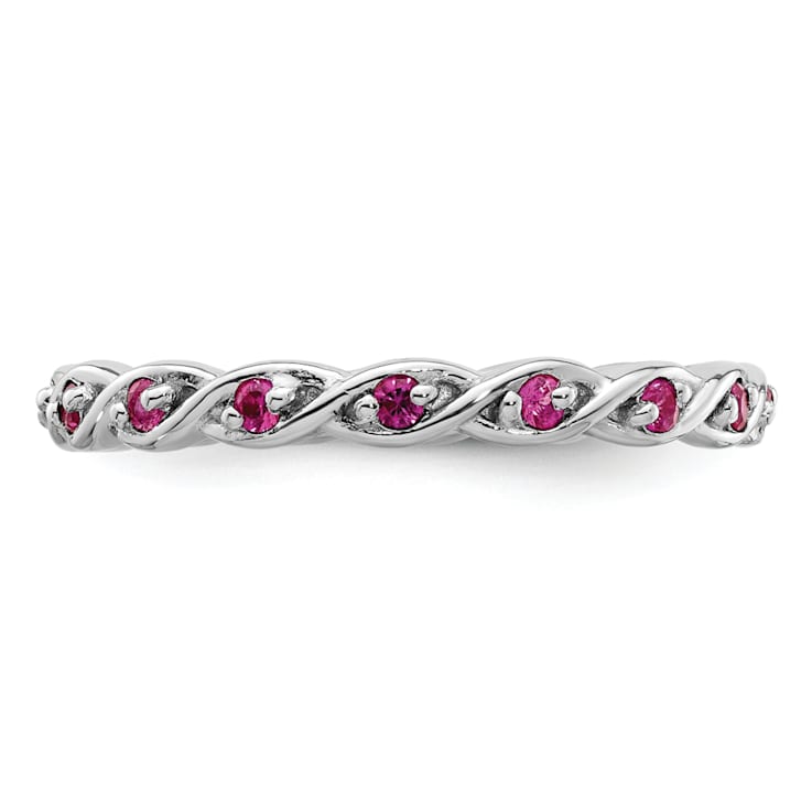 Sterling Silver Stackable Expressions Lab Created Ruby Ring 0.34ctw