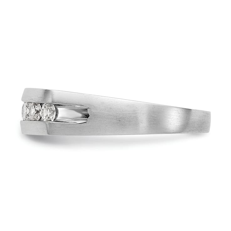 Rhodium Over 14K White Gold Lab Grown Diamond SI1/SI2, G H I, Men's Band