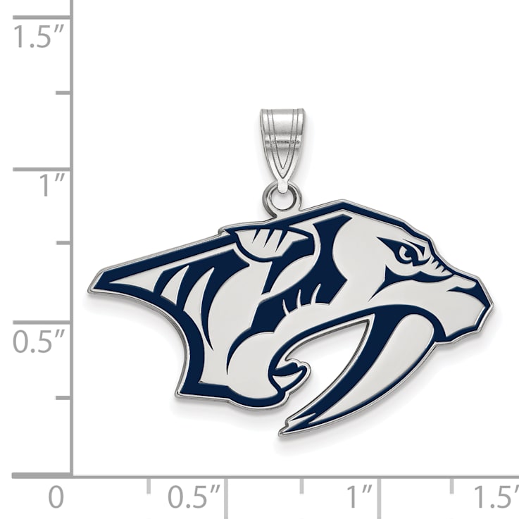 Rhodium Over Sterling Silver NHL LogoArt Nashville Predators Enamel Pendant