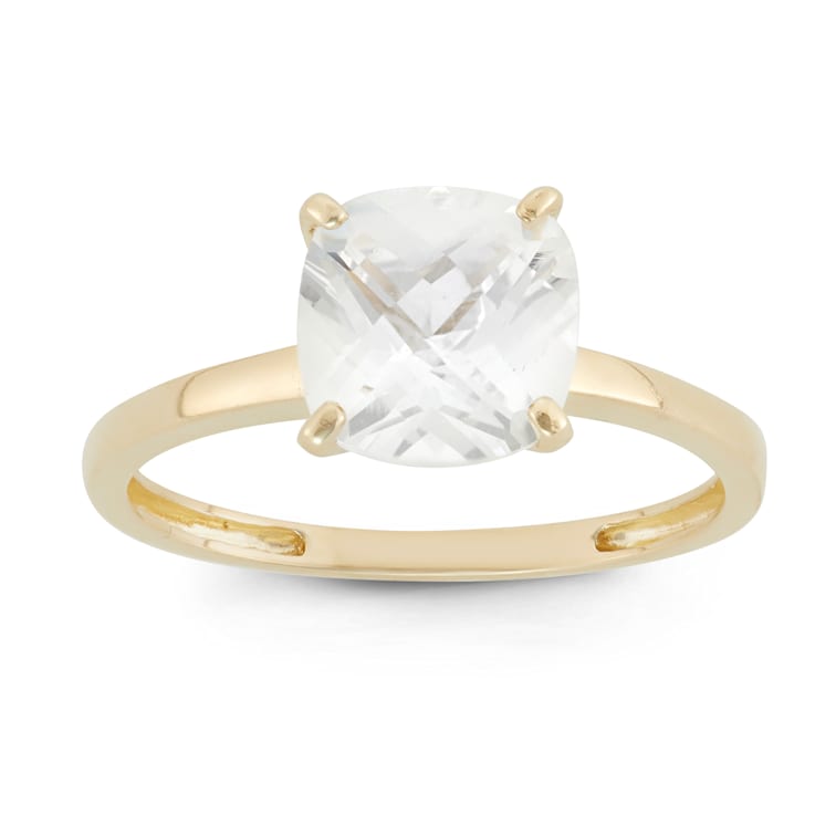 Square Cushion Lab Created White Sapphire 10K Yellow Gold Ring 2.20ctw