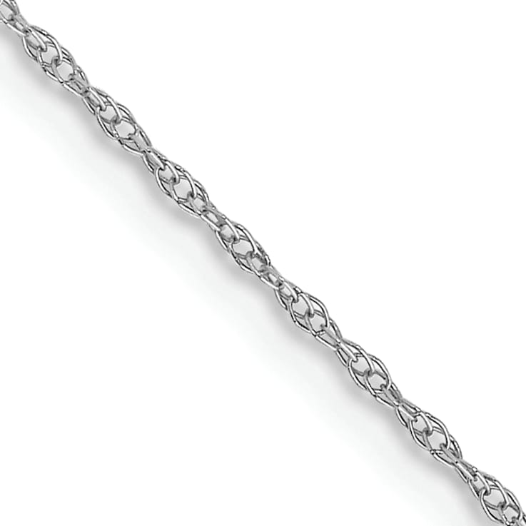 Rhodium Over 14k White Gold 0.6mm Solid Cable 20 Inch Chain