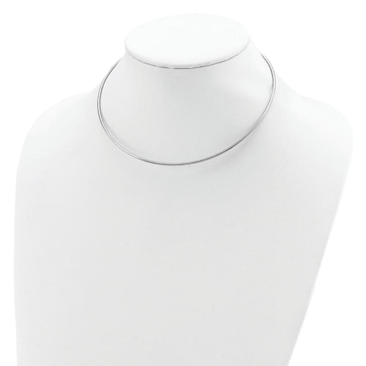 Rhodium Over Sterling Silver 2mm Round with 2 Inch Extension Cubetto Necklace