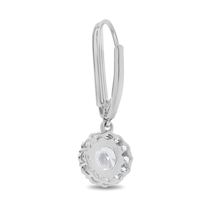 White Cubic Zirconia 14k White Gold Earrings With Velvet Gift Box 2.00ctw