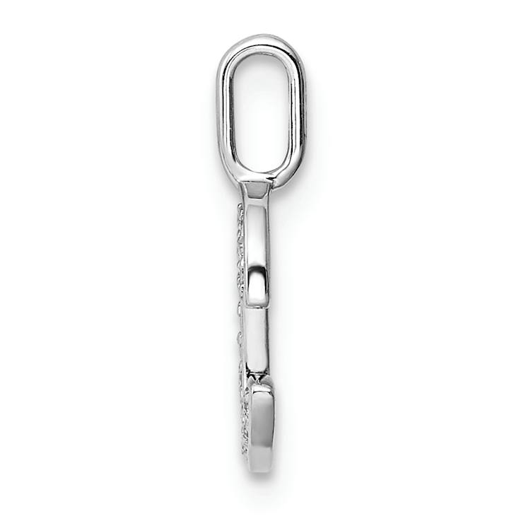 14K White Gold Diamond Letter C Initial Pendant