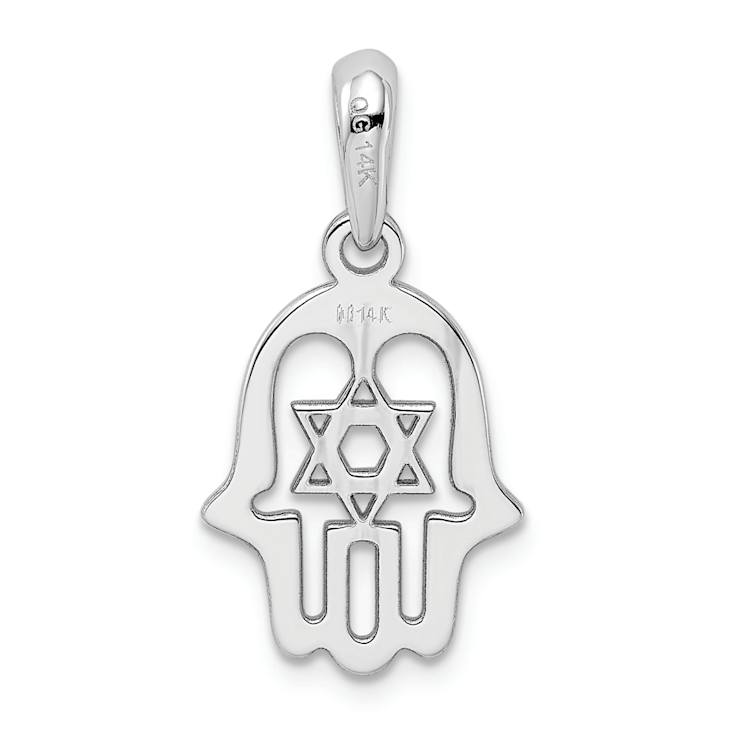 Rhodium Over 14k White Gold Star of David Chamseh Pendant