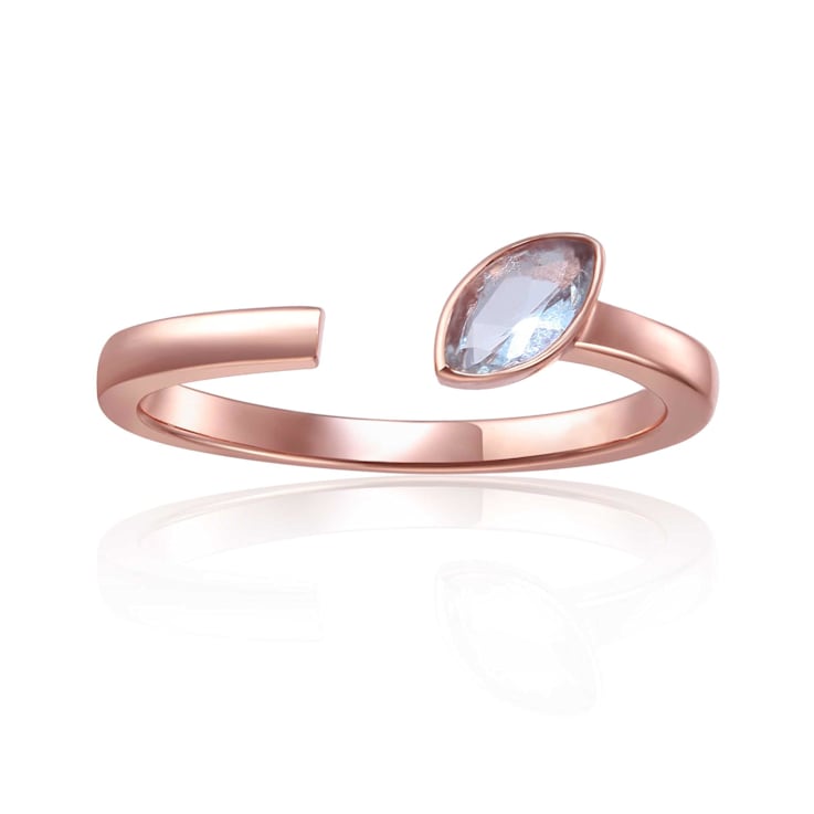 Aquamarine 14K Rose Gold Over Sterling Silver Marquise Solitaire Open
Design Ring, 0.25ct