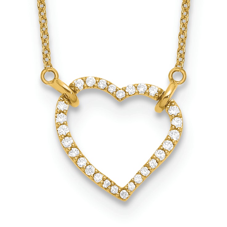 14K Yellow Gold Lab Grown Diamond Heart Pendant Necklace