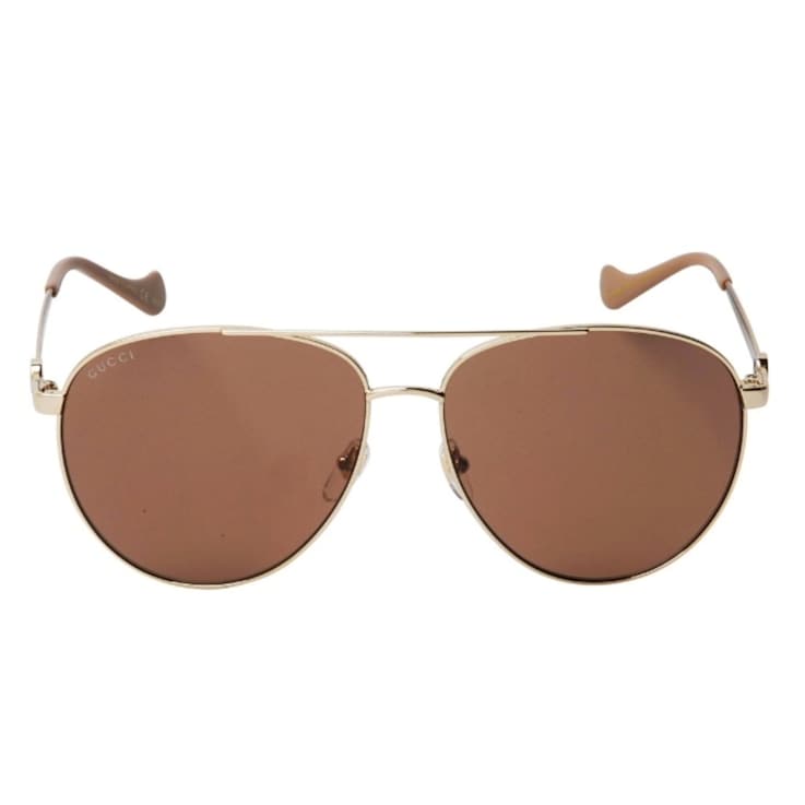 Gucci Gold Tone Aviator Frame / Brown Gradient Lenses Sunglasses