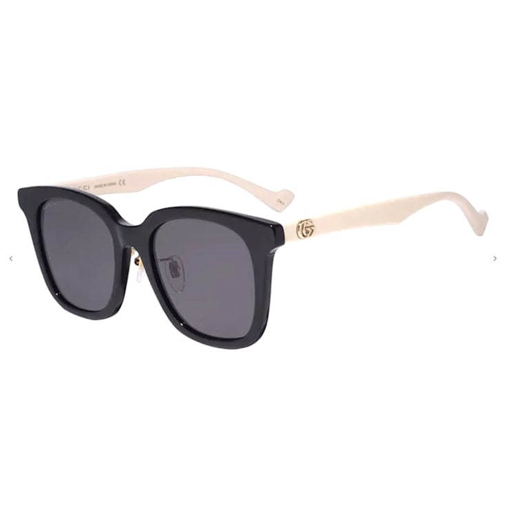 Gucci Black and White Frame / Gray Lens Sunglasses