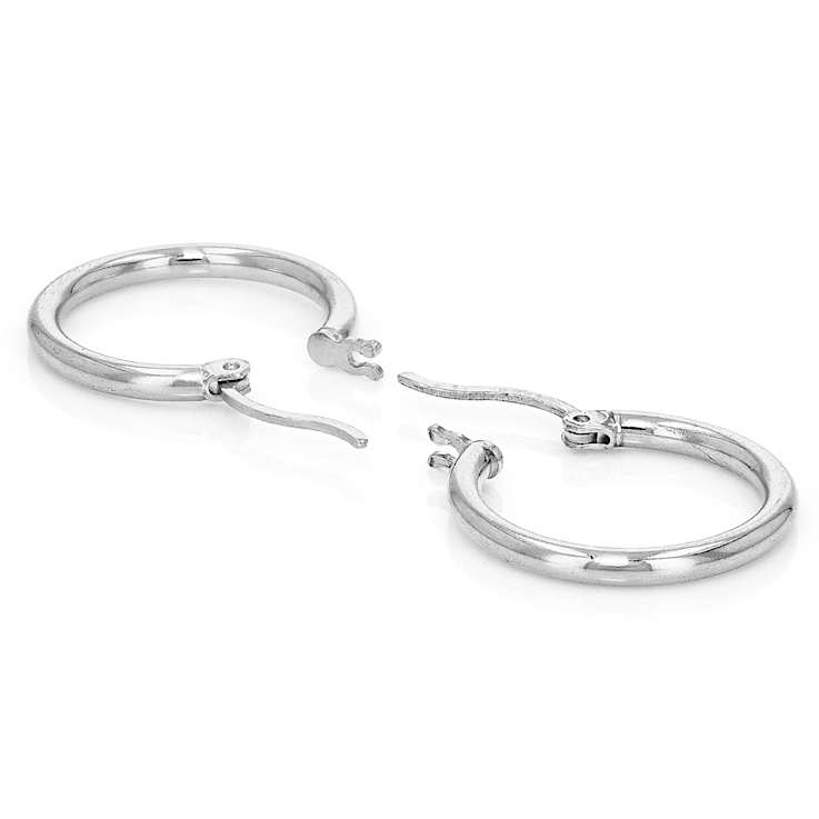 Classic Polished Hoop Earrings In Sterling Silver 0.6"
