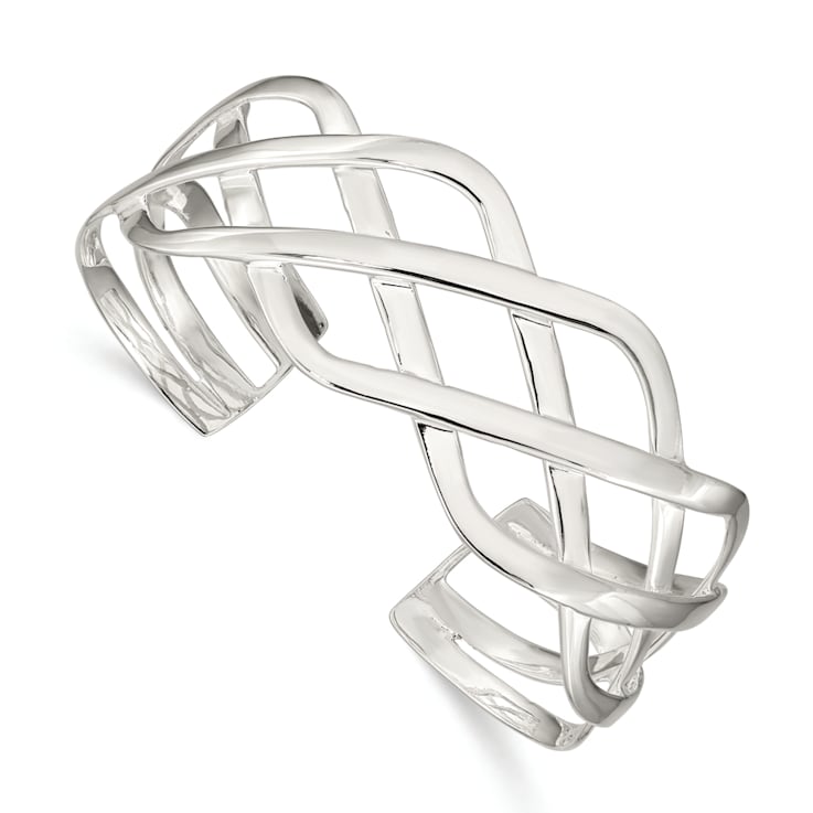 Sterling Silver Woven Design Cuff Bracelet