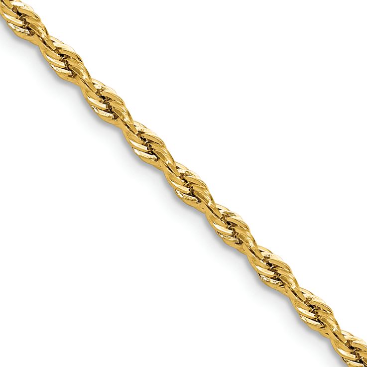 14k Yellow Gold 2.5mm Rope Link 18 Inch Chain
