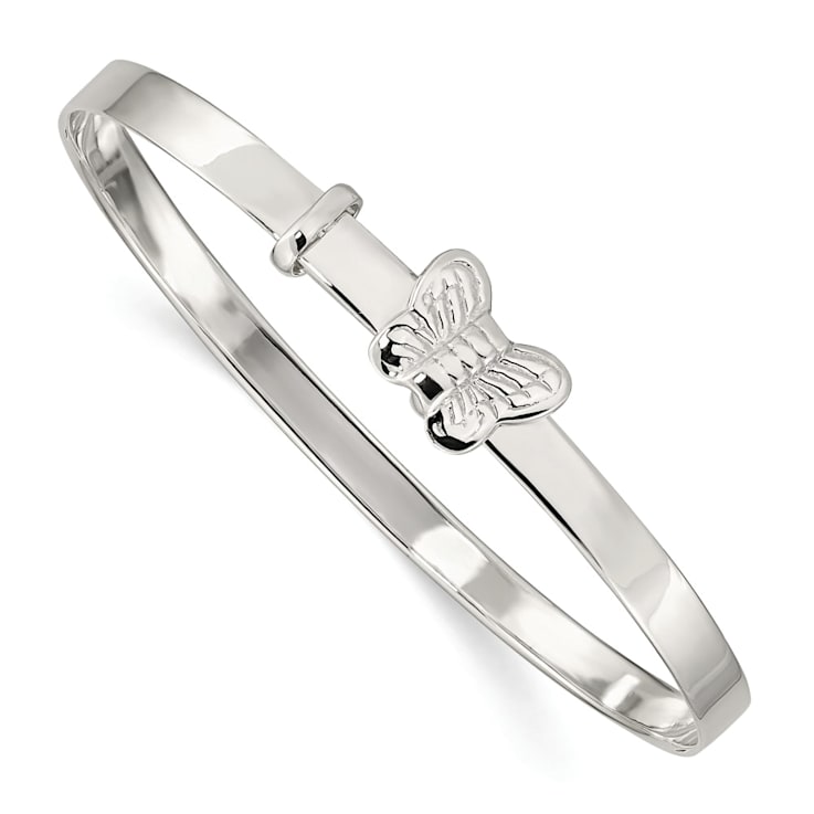 Sterling Silver Butterfly 4mm Adjustable Children's Bangle