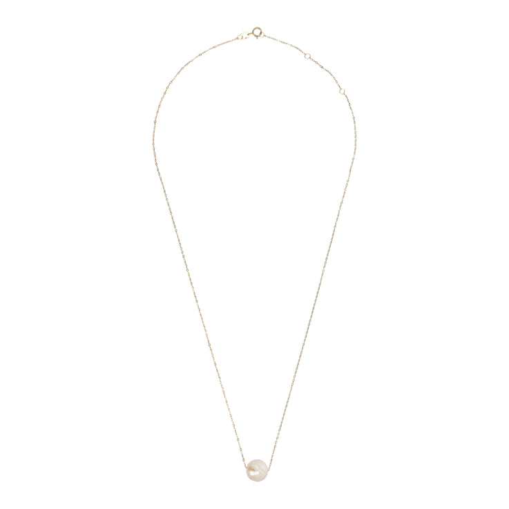 White Carved Freshwater Pearl Necklace In 14K Rose Gold