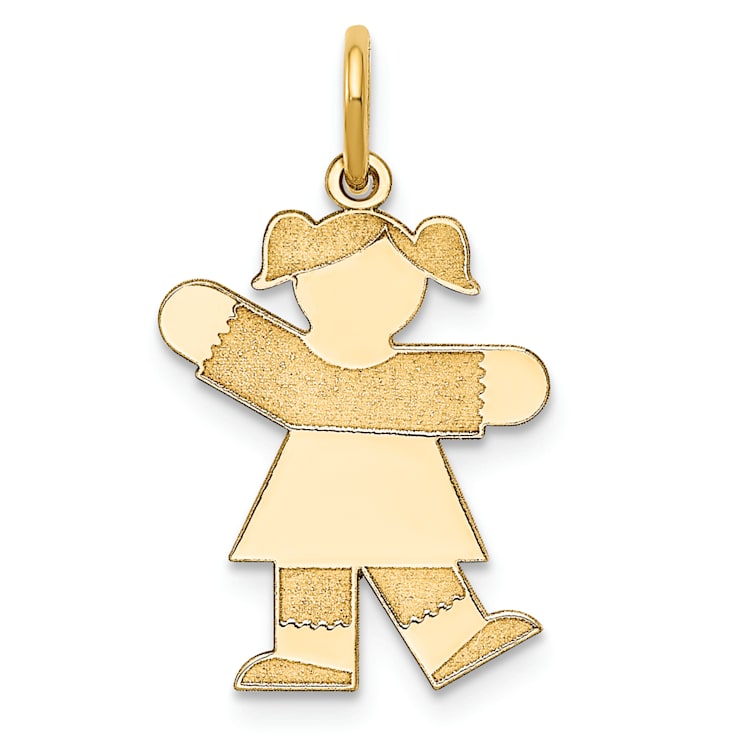 14k Yellow Gold Satin Girl Kiss Charm