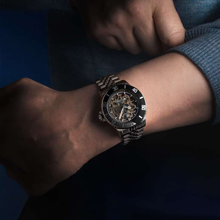 Duxot Atlantica Skeleton Diver Gray Dial White Bezel White Stainless
Steel Band Automatic Watch