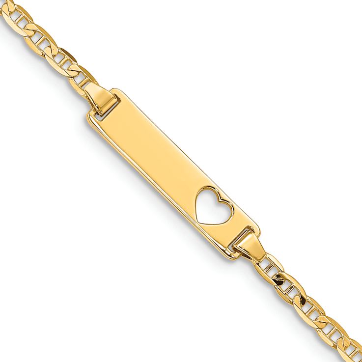 10k Yellow Gold Children's Flat Mariner Link ID Bracelet