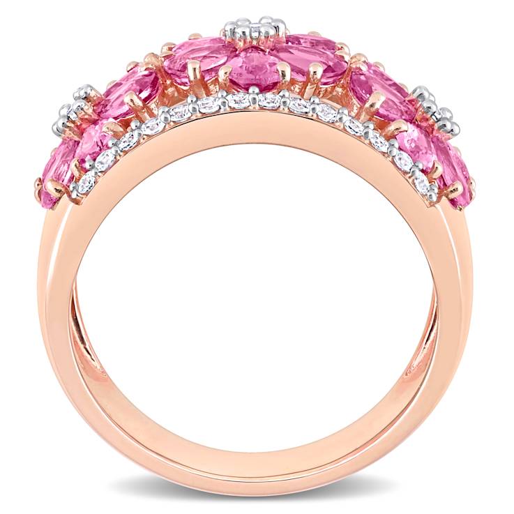 Pink, White Sapphire 14K Rose Gold Ring 3.92ctw