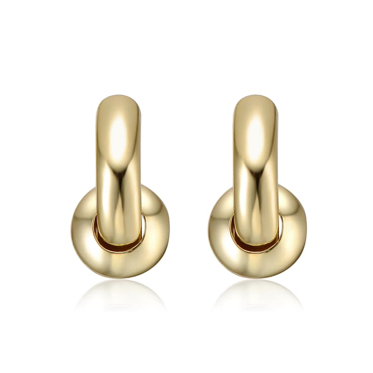 Ball Detail Huggie Earrings In 14K Gold Over Brass