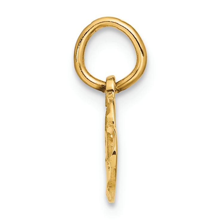 14k Yellow Gold Satin and Diamond-Cut Heart pendant