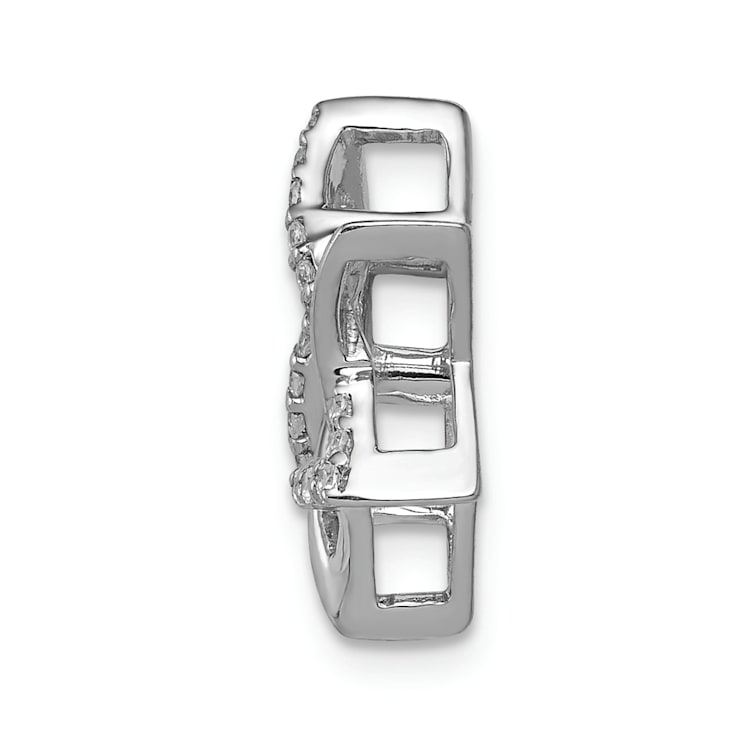 Rhodium Over 14k White Gold Diamond Star of David Chain Slide