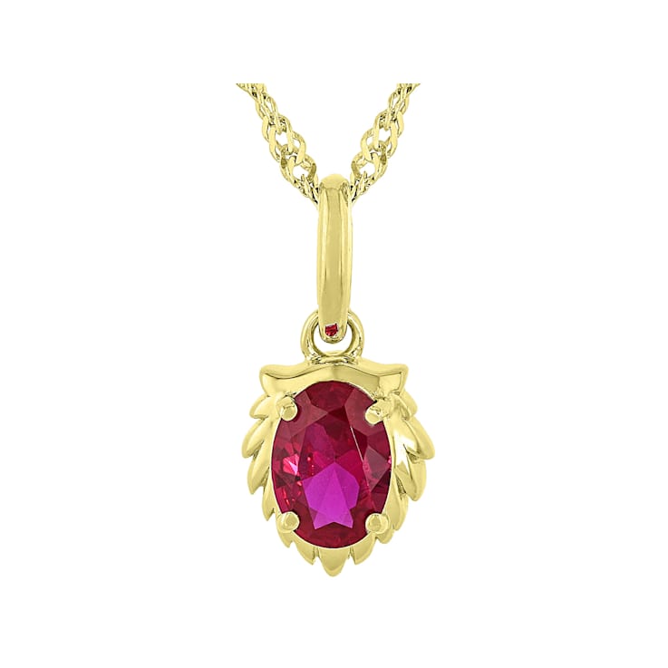 Lab Created Ruby Leo Birthstone Pendant