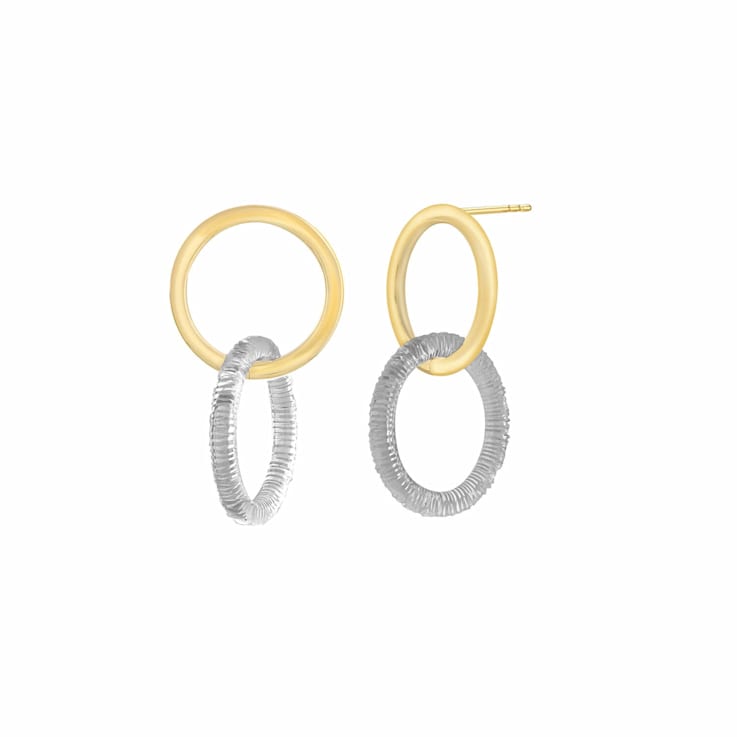 14K Yellow Gold Over Sterling Silver Acrylic Double Drop Earrings in Blackberry