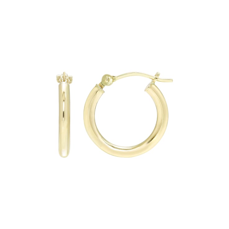 14k Gold Lightweight 2 mm Hoop Earrings - 12MM