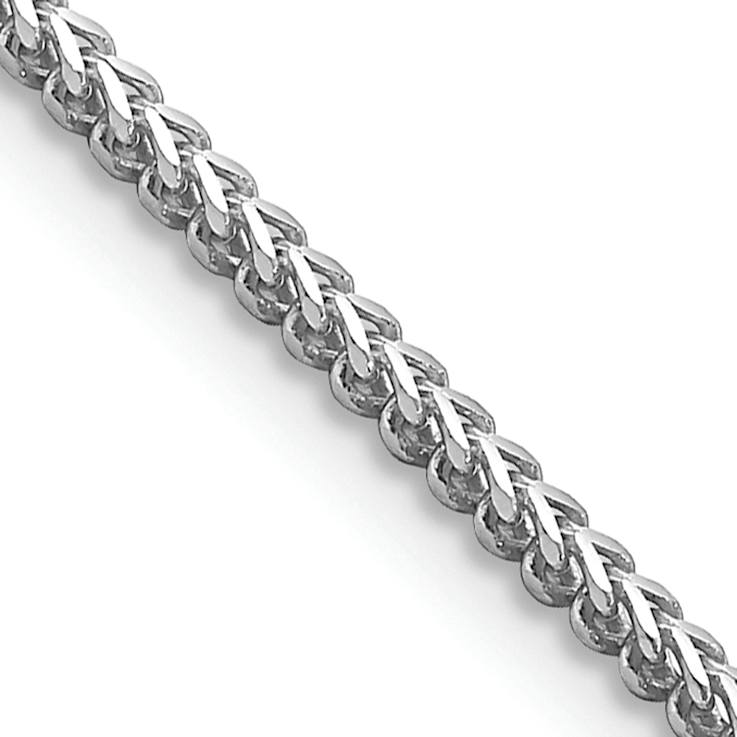 Rhodium Over 14k White Gold 1.5mm Solid Franco 16 Inch Chain
