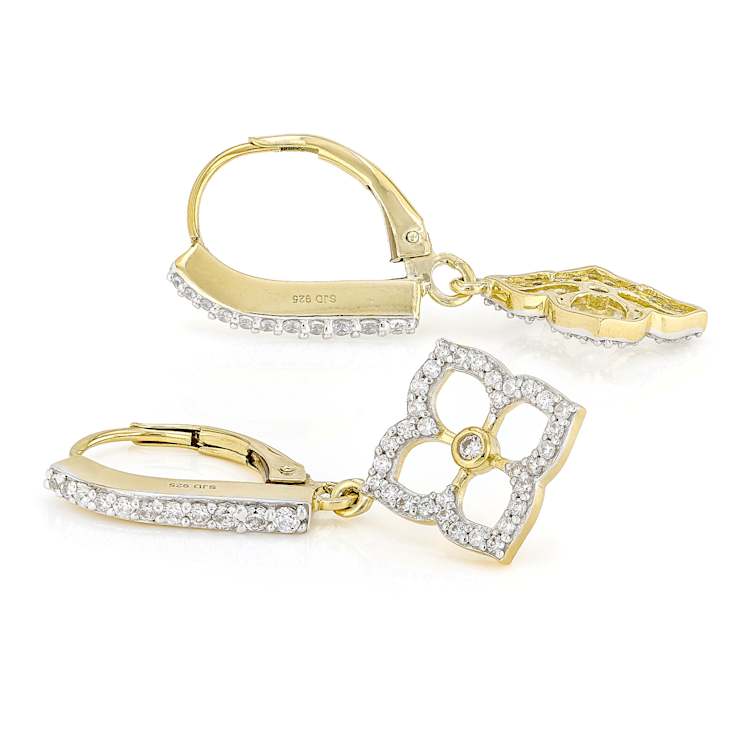 Graceful CZ Teardrop Earrings In 18K Gold Over Sterling Silver