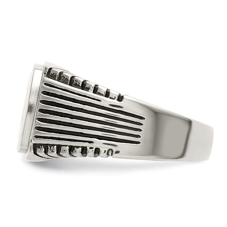 Stainless Steel Polished with Cubic Zirconia Signet Ring