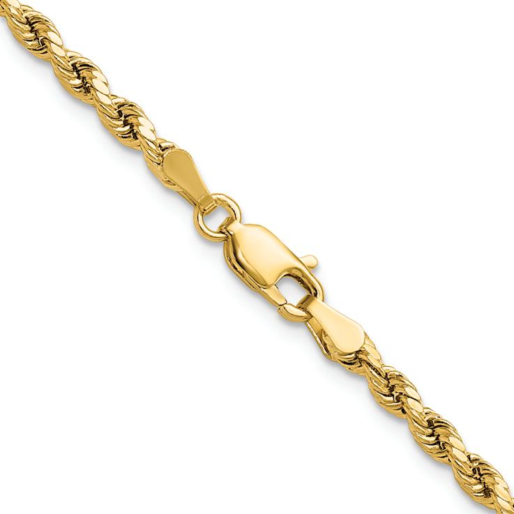 14k Yellow Gold 3mm Diamond-Cut Rope Link Chain