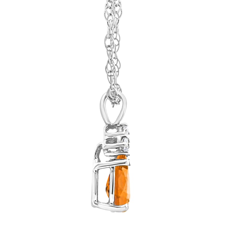 7x5mm Pear Shape Citrine with Diamond Accents 14k White Gold Pendant
With Chain
