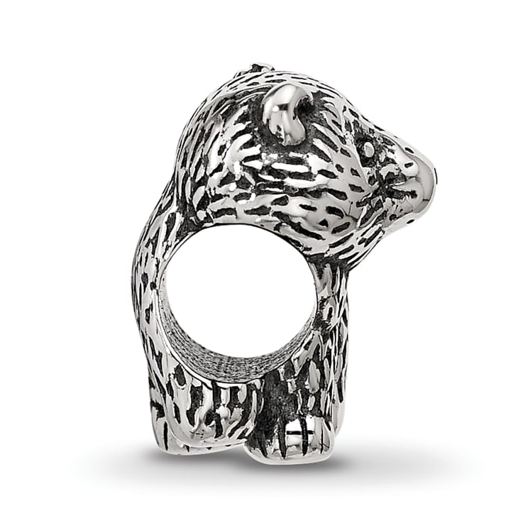 Sterling Silver Antiqued Bear Bead