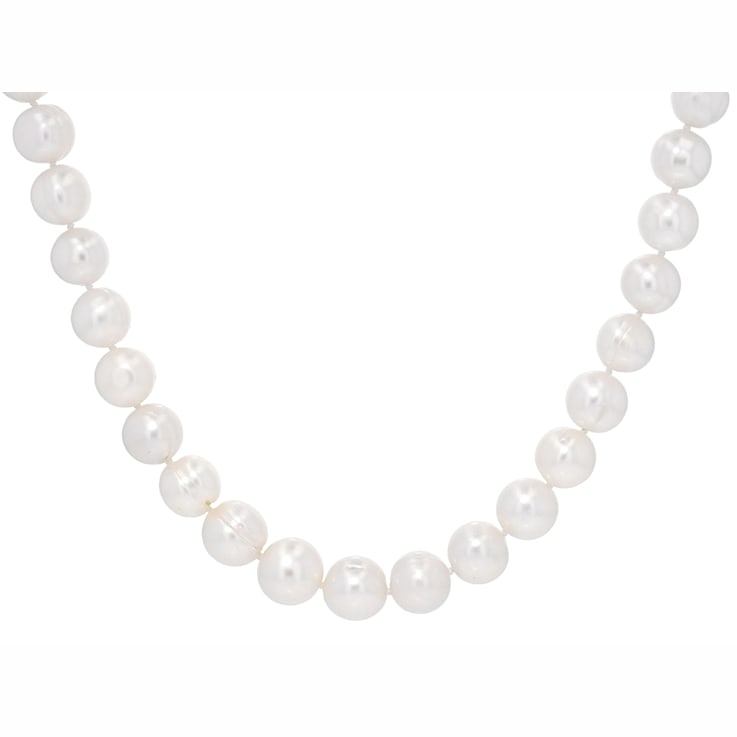 Freshwater Pearl Beaded Necklace In Sterling Silver 24 Inch