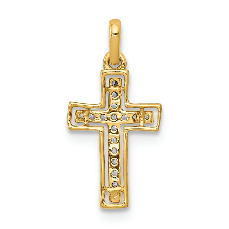 14K Two-tone Gold Diamond Cross Pendant